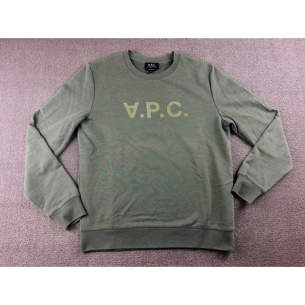 APC Sweatshirt Men S Green V.P.C. Sweatshirt Pullover Modern Streetwear Athletic
